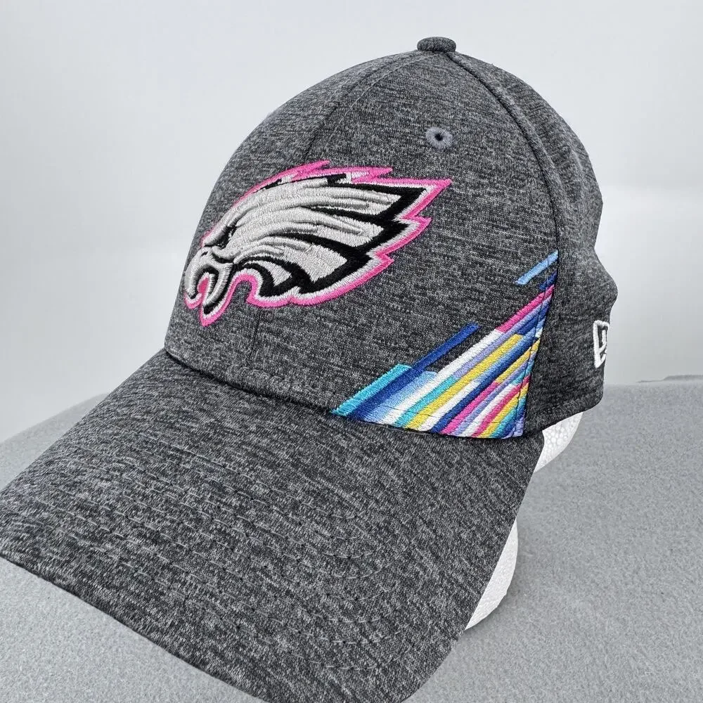 Philadelphia Eagles New Era‎ 39THIRTY Crucial Catch Hat M L Gray Pink Cap Fitted